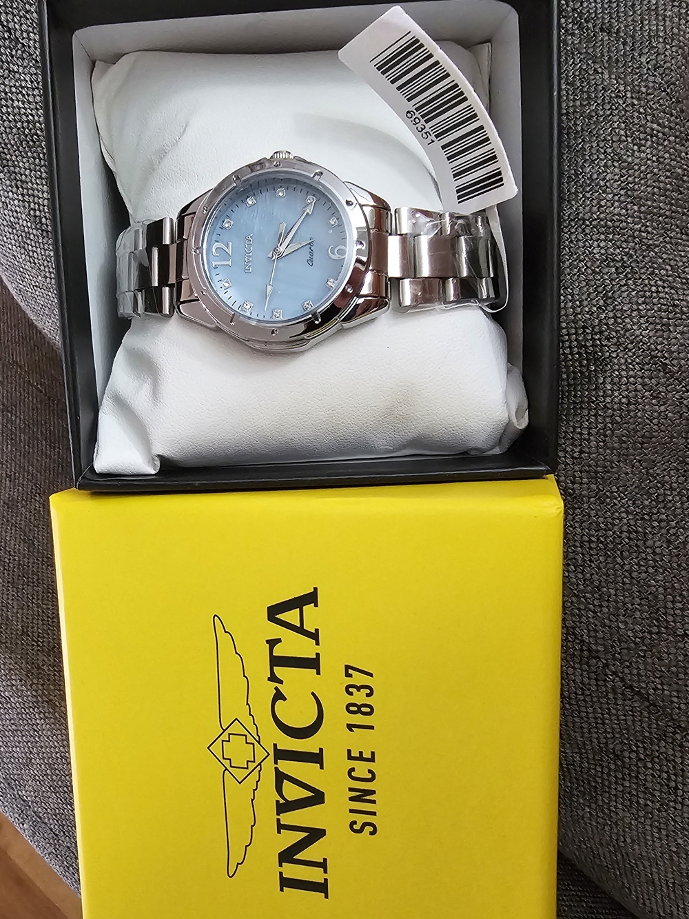 Invicta Men’s Silver Watch with Light Blue Dial
